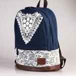 CUTE CANVAS BACKPACK WITH TRIANGLE LACE 3